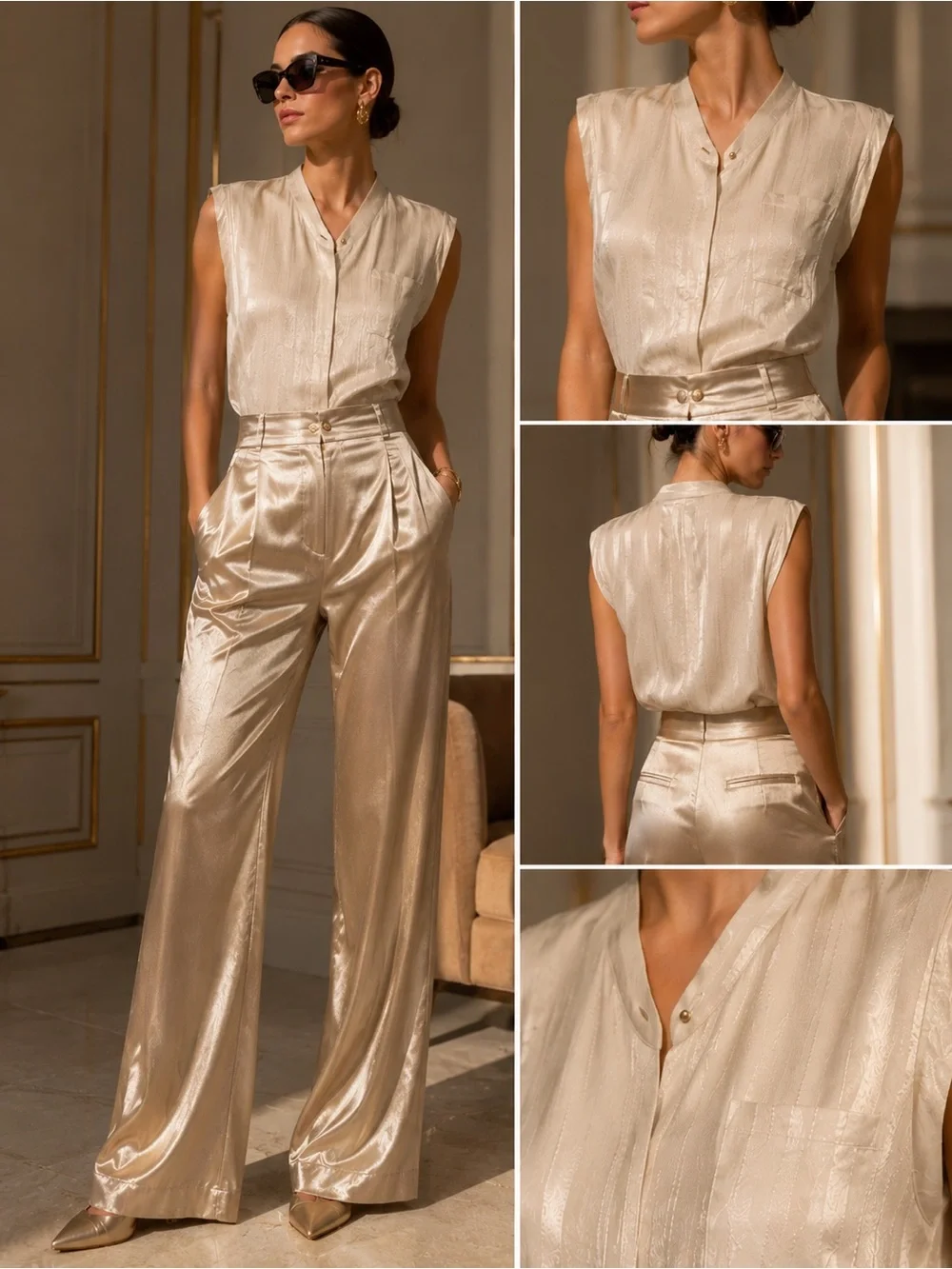 Golden Goose 100% Silk Sleeveless Top Champagne – NWT /made in Italy - Picture 1 of 13